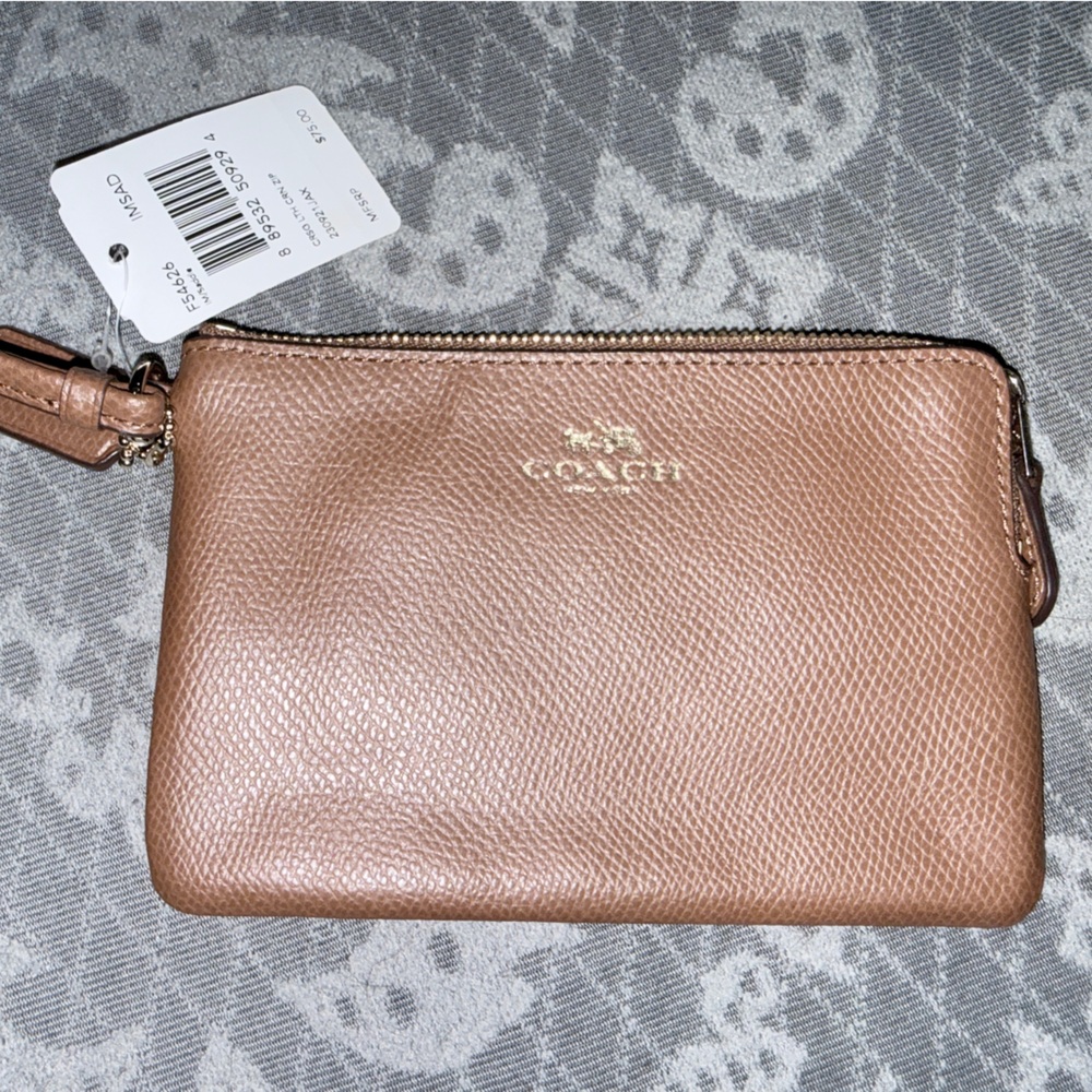 Coach Tan Leather Wristlet